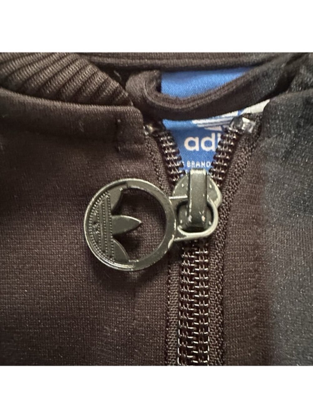 Adidas Track Jacket Girls Medium (11-12) Black With White Stripes Full Zip - Picture 11 of 12